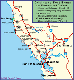 Driving Map for Mendocino Coast