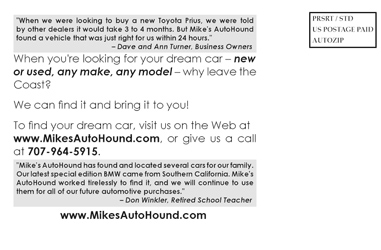 Postcard for Mike's Auto Hound (Back)
