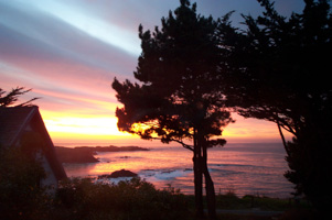 Sunset on Christmas Day at Agate Cove Inn, Mendocino